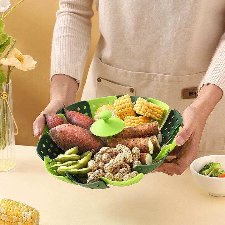 Limited Time Discounts Cookware Plastic Steaming Food Basket Mesh Silicone Faucet Steamer