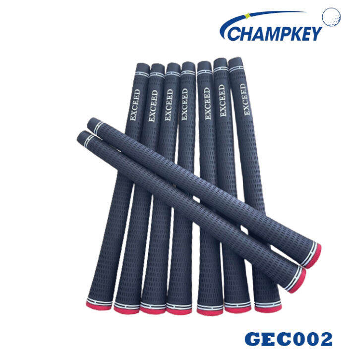 champkey-กริบไม้กอล์ฟ-แบบ-10-ชิ้น-สีดำแดง-gec002-golf-grip-standard-size