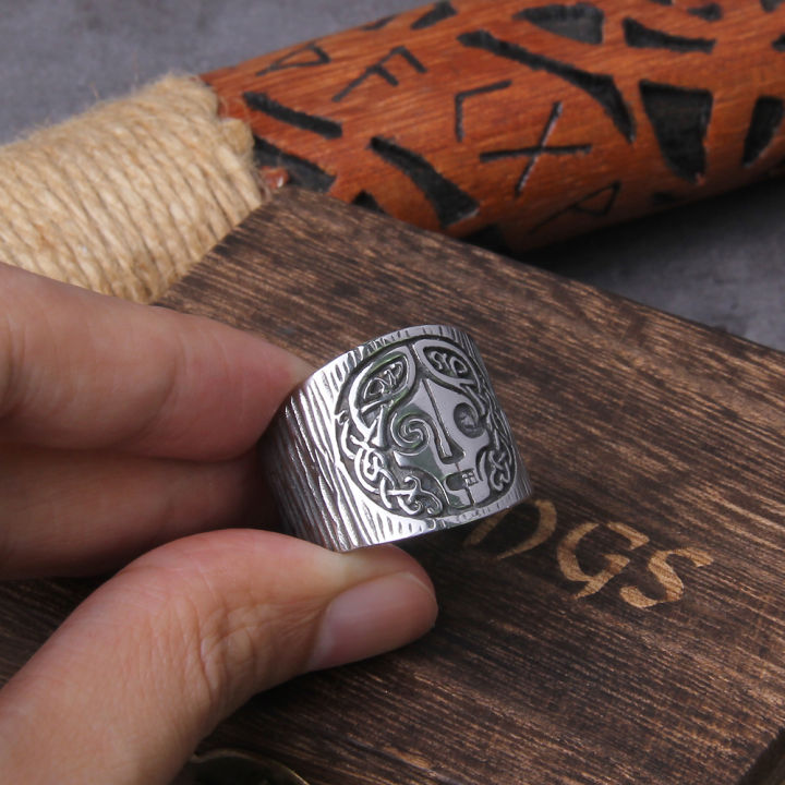 ตำนานนอร์ส-goddes-hel-แหวนไวกิ้ง-hela-runes-สแตนเลสวงเซลติกส์พระเครื่องอิสลามเครื่องประดับพร้อมกล่องไม้
