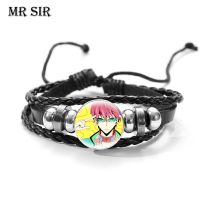 Anime The Disastrous Life of Saiki Kusuo Bracelet Cartoon Figure Multilayer Leather Glass Cabochon Bracelet amp; Bangle Jewelry New