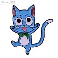 Happy Blue Tomcat Brooch Cute Fairy Tail Anime Pin Animal Elf Badge Jacket Backpack Creative Fashion Accessories