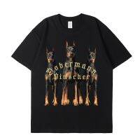 Doberman Pinscher Print  T-shirt for Men American High Street Cotton T shirts Men y2k oversize Streetwear 4XL 5XL 6XL