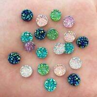 100pcs AB Resin Bling Irregularity surface Ore crystal 8mm Round flatback rhinestone Ornaments DIY Wedding appliques craft SW71