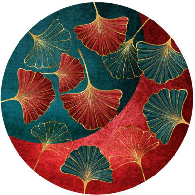 Rugs Living Room Bedroom Blue Red Bird Flower Leaf Chinese Style Round Carpet For Coffee Table Chair Mat Bathroom Mat Home Decor