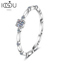 IOGOU 0.1ct 925เงินสเตอร์ลิงทองคำขาวชุบรอบตัด D สี Moissanite บางแขนแฟชั่นแหวนสำหรับผู้หญิงสาวของขวัญ