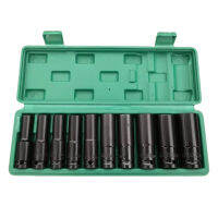 10pcs 1/2 Maintenance Repair Drive Deep Heavy Duty For Wrench Accessories Black High Carbon Steel Metric Hexagonal Portable Rustproof Impact Socket Set