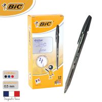 BIC บิ๊ก ปากกา Cristal Clic ปากกาลูกลื่น หมึกดำ หัวปากกา 0.8 mm. จำนวน 12 ด้าม