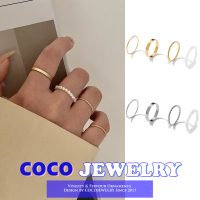 COCOJEWELRY แหวนมุกแฟชั่นเกาหลี4ชิ้น/เซ็ตสำหรับผู้หญิง,แหวนนิ้วชี้สำหรับเด็กผู้หญิง