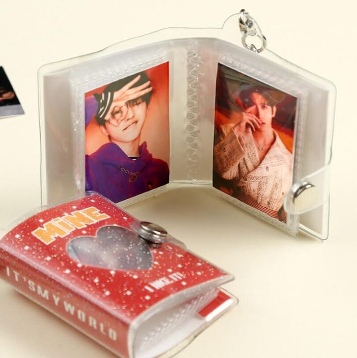 mini-2-inch-photo-album-with-keychain-love-glitter-transparent-star-collection-photo-sticker-album-storage-book-backpack-pendant-photo-albums