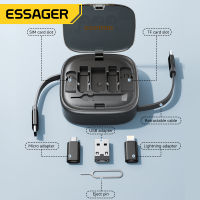 Essager 60W Fast Charger USB C To TypeC Micro Lightning Cable Mini Multifunctional Travel Storage With Phone Holder Pin Set