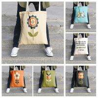 Canvas shoulder bag organization storage Handbags cosmetics travel Womens bag Shopping Fabric pouch cartoon kawaii grocerie