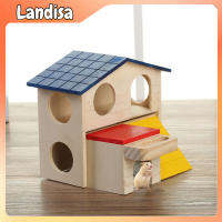 Hamster Natural Wooden House 2 Tier Villa With Food Trough Pet Supplies For Hamsters Chinchillas