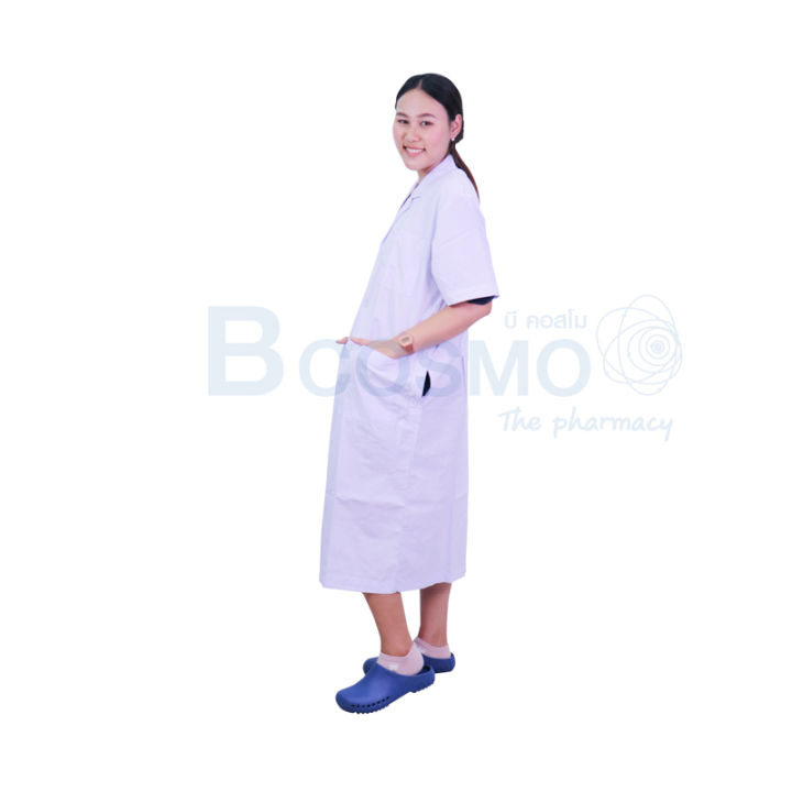 เสื้อกาวน์สีขาว-รุ่น-gw5504-ตัวยาว-แขนสั้น-ชุดทางการแพทย์-dmedical