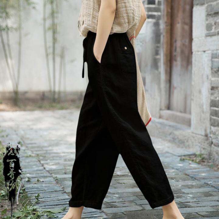 popular-women-pants-wide-leg-quick-drying-lady-slacks-retro-loose-cotton-linen-casual-pants