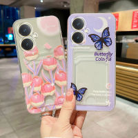 เคสโทรศัพท์Vivo Y27 4G ลายดอกไม้ผีเสื้อสวยงามพร้อมการออกแบบกระเป๋าใส่การ์ดกันกระแทกซิลิโคนใสกันกระแทกเคส Vivo Y27 4Gเคสโทรศัพท์แบบคลุม