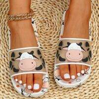 Cute Cow Print Design Women Slippers Soft Non-Slip Thick Sole Sandals Indoor Bathroom Couple Slides Summer Fashion Woman Shoes