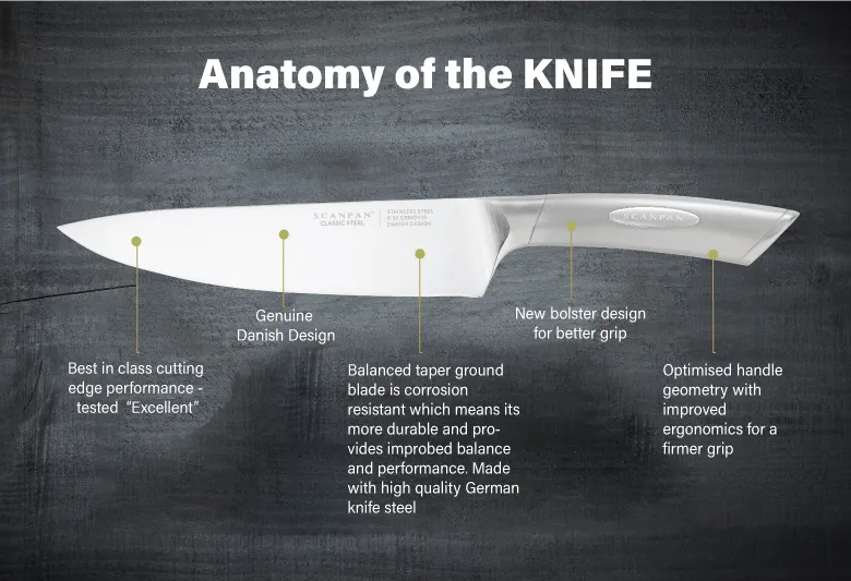 Scanpan Classic Steel Chef Knife 20cm – Lemon Ginger Kitchenware