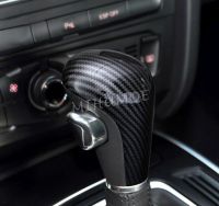 LHD ที่เกียร์ Shift Knob ฝาครอบสำหรับ Audi A4 (B8) A5 A6 (C6) Q5 Q7 2005 2006 2007 2008 2009 2010 2011 2012คาร์บอนไฟเบอร์