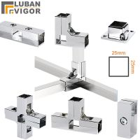 Square Tube Pipe Connector For 25Mmx25mm Stainless Steel Tube Pipe Chrome Plated Square Flange DIY Clothes Rack Cabinet Frame