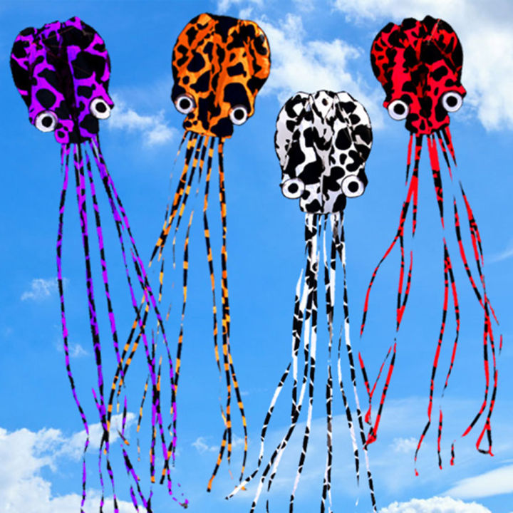 cw-4m-single-line-spot-octopus-frameless-kite-outdoor-software-flying-kite-kids-toy-sport-flying-kite-kids-toys-children-gifts