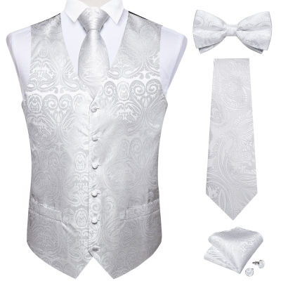 DiBanGu คลาสสิกสีขาวสูทเสื้อกั๊กผูกชุดสำหรับผู้ชายเจ้าบ่าว H Omme จัดเลี้ยงงานแต่งงานอย่างเป็นทางการธุรกิจเสื้อกั๊กเนคไท Bowtie ชุด