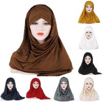 Criss ผ้าพันคอมุสลิมไขว้ Hijabs สีทึบผ้าฝ้ายผสมผ้าโพกหัวสำหรับผู้หญิงผ้าคลุมศรีษะผ้าโพกศีรษะผ้าคาดผมหมวก