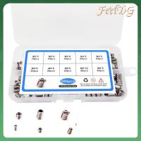 FEELDG 200pcs M3-M8 ซ็อกเก็ตหัวอัลเลน 304สแตนเลสสตีล ขนาด10นิ้ว Hex grub screw Assortment KIT ที่ยึดปลายแบน สกรูตัวหนอน ก็อกน้ำ