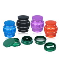 [COD] Vase Drum Shaped Aluminum Alloy Smoke Grinder 5 Layers Metal Storage 2-in-1