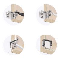 Set Of 8 Glass Door Hinges 5Mm-8Mm Adjustable Rectangle Clamp Single Clip For Cabinet Cupboard Glass Door Hinges