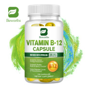 BEWORTHS Viên nang Vitamin B12 1000 Mcg với Tảo xoắn hữu cơ Hỗ trợ Tâm