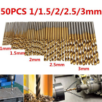 ชุดดอกสว่าน 50 ชิ้น ชุดดอกสว่านขนาดเล็ก ไฮสปีด HSS เคลือบไทเทเนี่ยม ขนาด 1-3 mm เจาะเหล็ก เจาะไม้ ใช้กับ สว่านไร้สาย สว่านไฟฟ้า ได้ดี