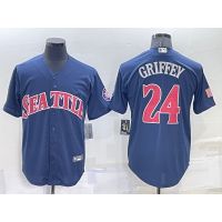 High volume jerseys MLB Seattle Mariners 24 Ken Griffey Jr. Independence Day Navy Blue Black Gold White Fashion Baseball Jersey