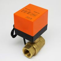 [HOT] Two 3 way motorized ball 1/4 valve 220v electric temperature water brass Heating System Three Line Control Motor driven dn25