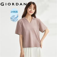 Giordano ผู้หญิง เสื้อยืดPOLOแขนสั้นปิเก้ยืดคอวีแบบสีเดียว Free Shipping 05311383