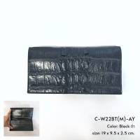 Prang Crocodile Leather Long Bi-fold Wallet กระเป๋าสตางค์ สองพับยาว หนังจระเข้ C-W22BT(M)-AY