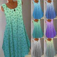 【HOT】♨۩ Sundress O-Neck Sleeveless Floral Print Loose Female Gradient Oversized S-6XL Vestidos MYJ098