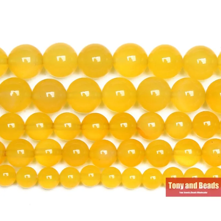 【Worth-Buy】 ลูกปัดอาเกตสีเหลืองอัญมณีทรงกลมเกลียวหลวม15 "สาระ6 8 10 12Mm เลือกขนาดสำหรับการทำเครื่องประดับ