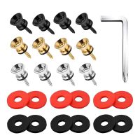 12Pcs Ukulele Guitar Strap Locks Buttons Kit Rubber Strap Blocks and End Pins for Acoustic Ukulele Electric Bass