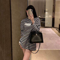 King Letter Vintage AlexanderwangˉPrint Striped Long-Sleeved T-shirt Autumn Versatile Loose Long Shirt