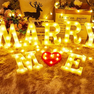 ☬ 22cm Luminous LED Letter Night Light 26 English Alphabet Number Lamp Diwali Romantic Wedding Baby Bedroom Party Decoration