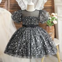 Toddler Baby Girl Sequin Tutu Gown Newborn Girls 1 Year Birthday Party Fluffy Dress Flower Babe Puff Sleeve Clothes For Weddings Dresses