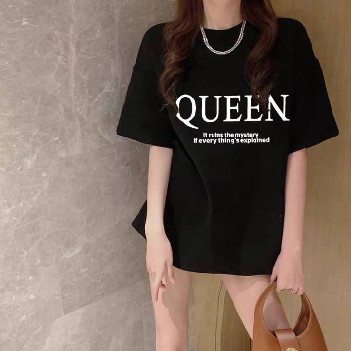 fashionjeans-เสื้อยืด-คอกลม-ลายอักษร-queen-แขนสั้น-ผ้านิ่ม-เสื้อยืดแฟชั่น-สไตล์เกาหลี-9652