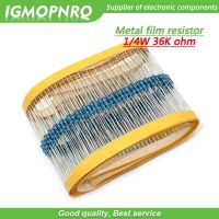 100pcs Metal film resistor Five color ring Weaving 1/4W 0.25W 1% 36K 36K ohm 36Kohm