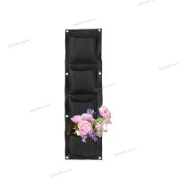 4 Pockets Flowers Bags Black Wall-mounted Planting Vertical Plant Bag Vegetable Life Household Flower Pots Home WB5TH