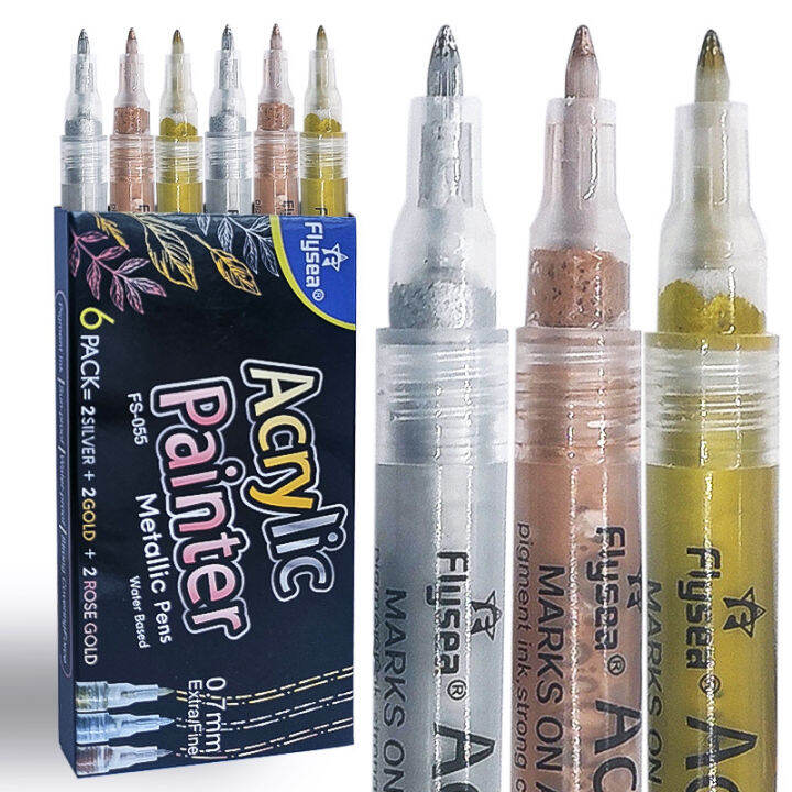 0-7mm-extra-fine-tip-acrylic-paint-marker-pen-gold-silver-rose-gold-for-rock-canva-wood-ceramic-glass-cup-fabric-school-supplies