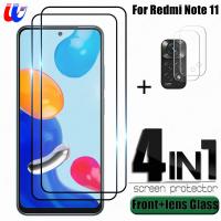 4in1 10D กระจกนิรภัยสำหรับ Xiaomi Redmi Note 11,ฟิล์มเลนส์กล้องหลังคลุมเต็มหน้าจอป้องกันเต็มหน้าจอ MI Redmi Note 11S 11pro 5G 4G