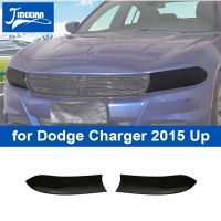 JIXIAN ไฟหน้ารถสีดำควันฝาครอบตกแต่งแผ่นเรืองแสงสำหรับที่ชาร์จ Dodge 2015ของตกแต่งภายนอก