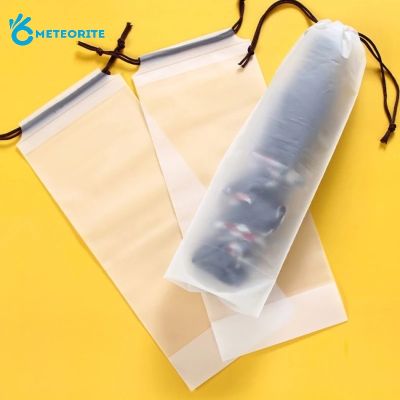Portable Translucent Plastic Umbrella Storage Bag Reusable Drawstring Bumbershoot Waterproof Organizer for Home Outdoor Travel Accessories