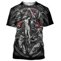 2023Reaper Skull Angel And Demon 3D Printed All Over Men T-shirts Summer Fashion Harajuku Short Sleeve Shirts Unisex Tops Tees 6XL