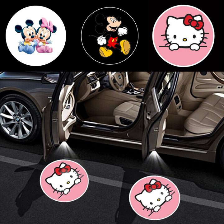 CARTOON】2PCS Magnet Sensor Wireless Welcome Light Car Door Hello Kitty  Couple Mickey Minnie Mouse | Lazada